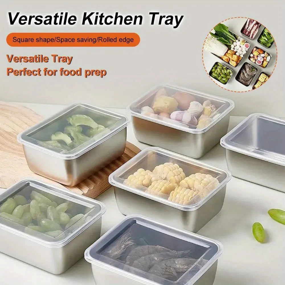 6-Piece Stainless Steel Food Storage Containers Set with Lids - Leakproof, Stackable & Reusable for Camping, Picnics, School