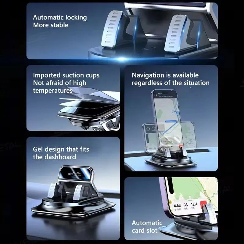 Car Phone Mount anti Slip Silicone Dashboard Phone Holder 360-Degree Free Rotation  Head-Up Navigation Holder