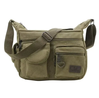 Canvas Multi-Pocket Crossbody Bag