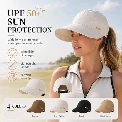 Women's Wide Brim Sun Visor Hat UPF 50+ Adjustable