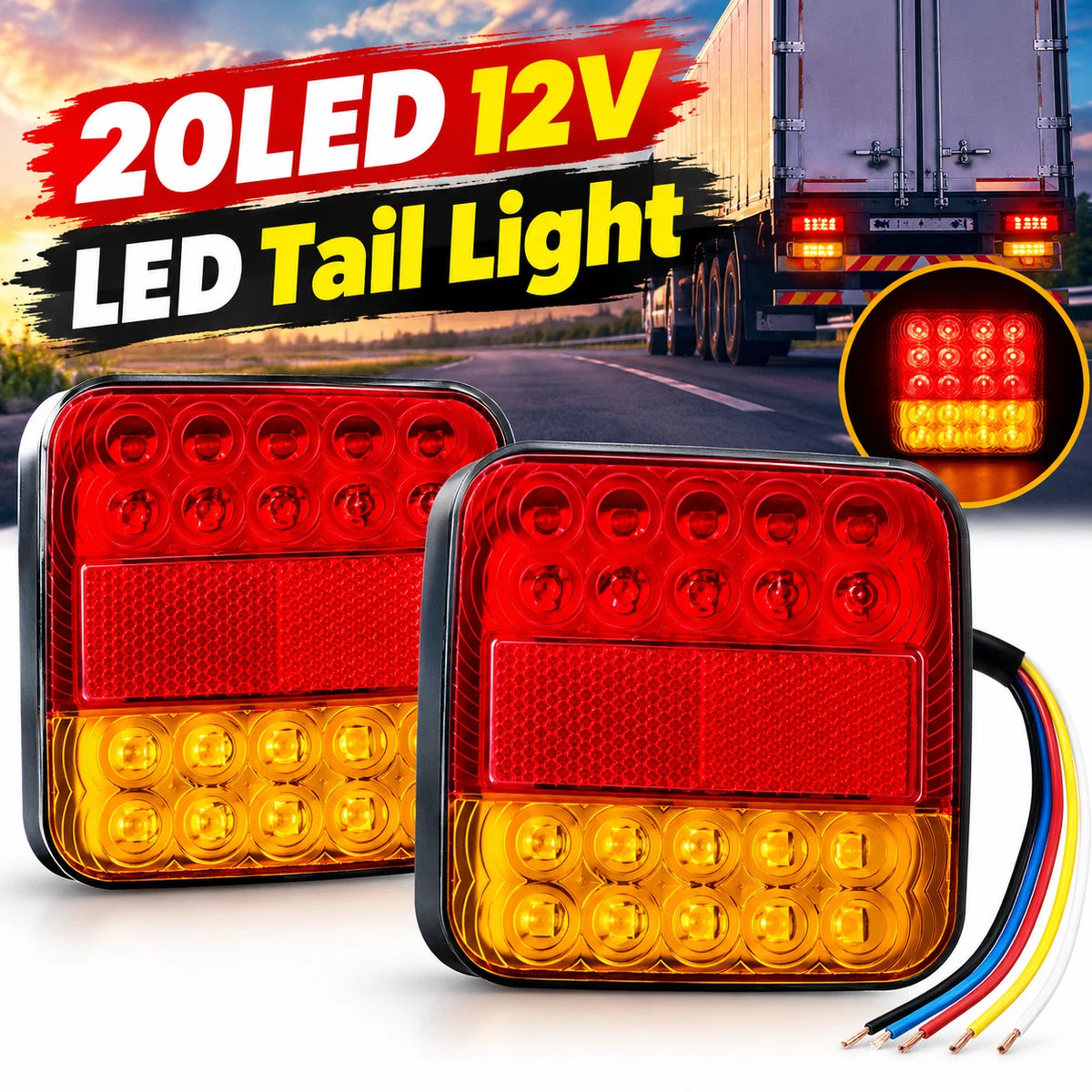 12V LED Trailer Tail Lights 2-Pack