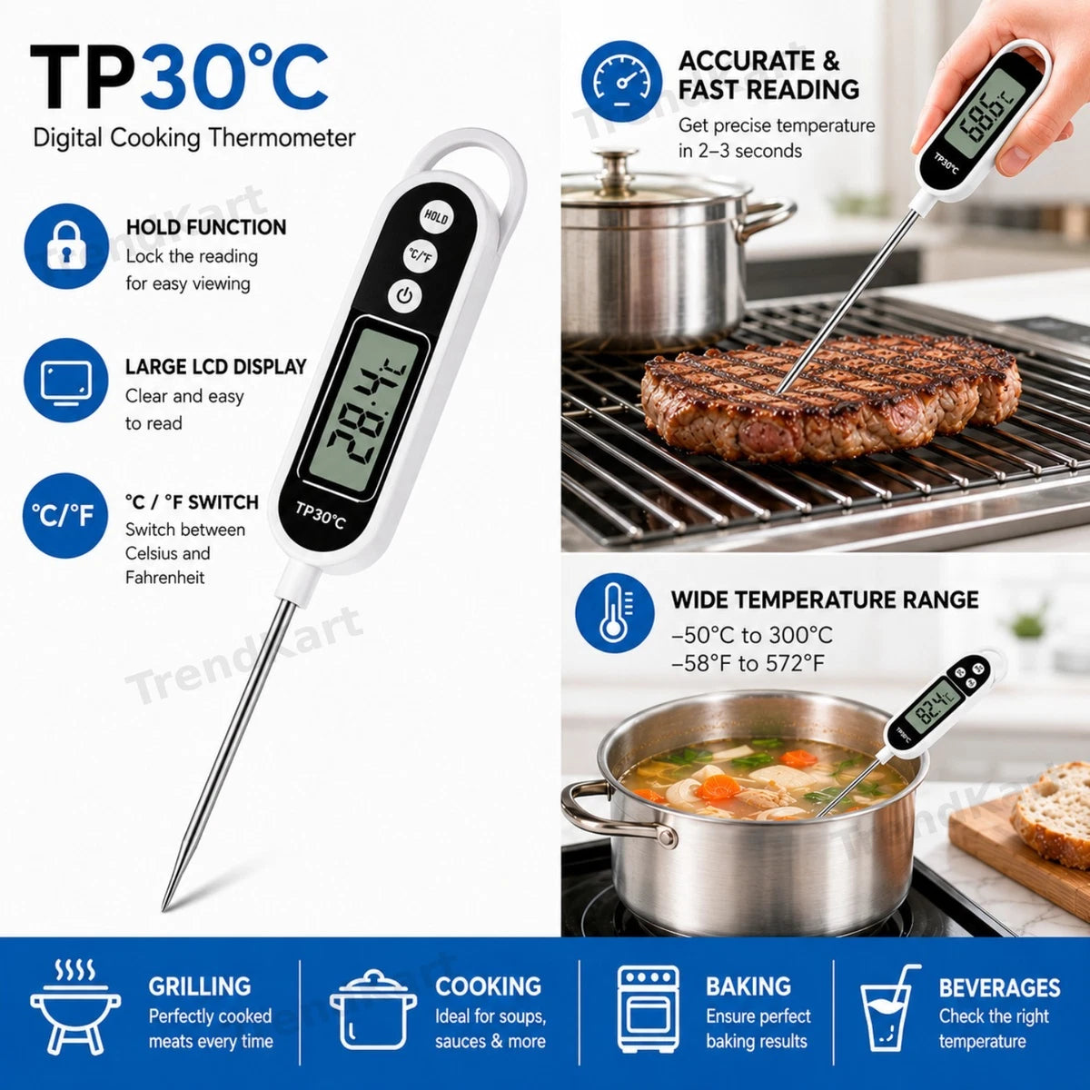 Digital Food Thermometer for Cooking & BBQ