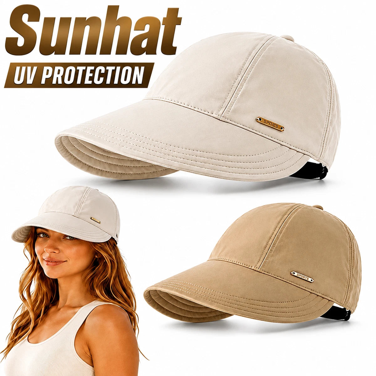 Women's Wide Brim Sun Visor Hat UPF 50+ Adjustable