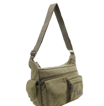 Canvas Multi-Pocket Crossbody Bag