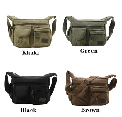 Canvas Multi-Pocket Crossbody Bag